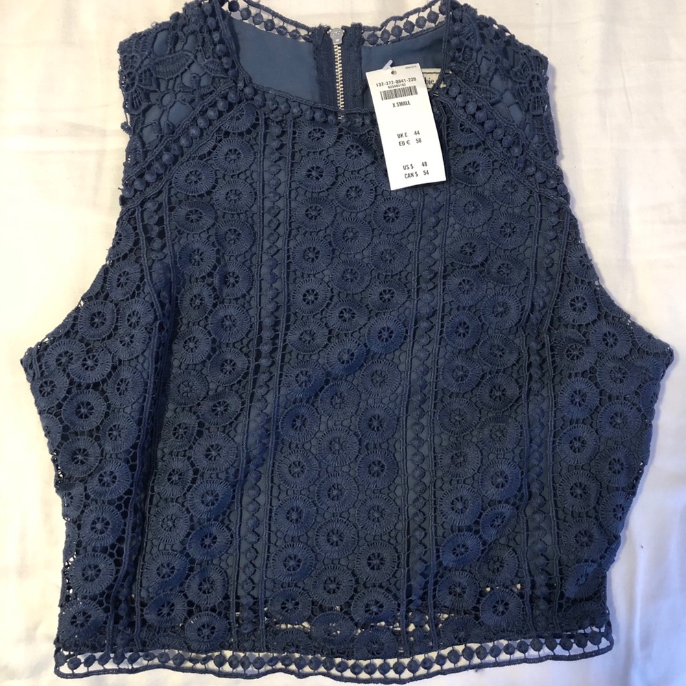 Abercrombie Cropped Navy Lace Top